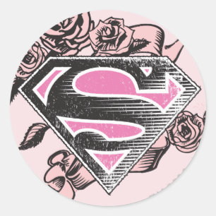 Supergirl Logo met Rozen Ronde Sticker