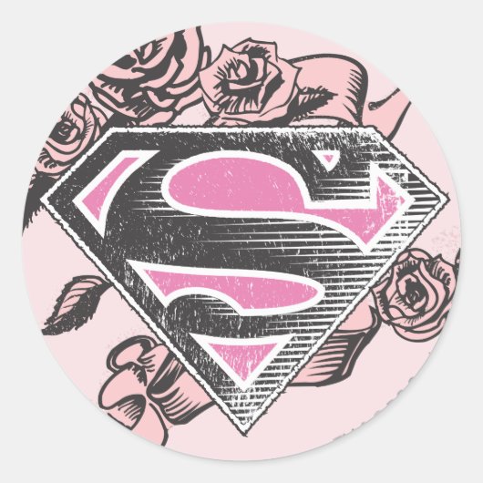 Supergirl Logo met Rozen Ronde Sticker (Voorkant)