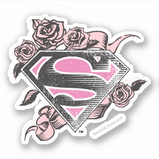 Supergirl Logo met Rozen Sticker (Voorkant)