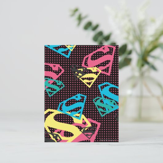 Supergirl Logo Pattern & Polka Dots Briefkaart (Staand voorkant)