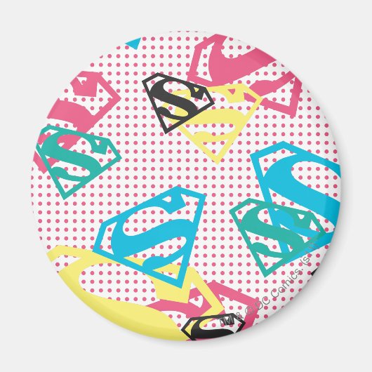 Supergirl Logo Pattern & Polka Dots Magneet (Voorkant)