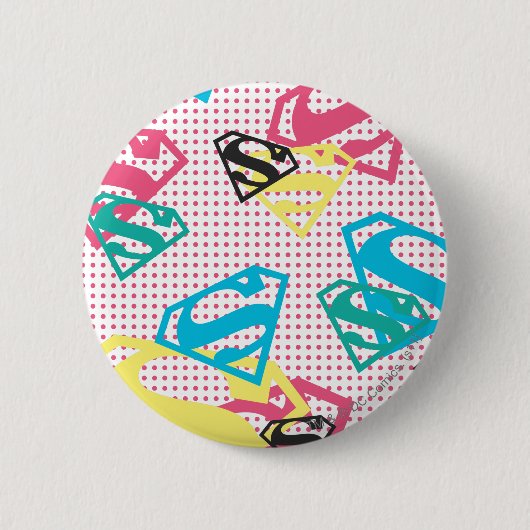 Supergirl Logo Pattern & Polka Dots Ronde Button 5,7 Cm (Voorkant)