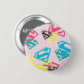 Supergirl Logo Pattern & Polka Dots Ronde Button 5,7 Cm (Voorkant /achterkant)