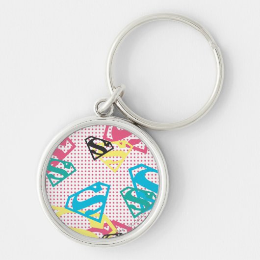 Supergirl Logo Pattern & Polka Dots Sleutelhanger (Voorkant)