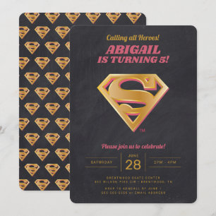 Supergirl Logo Pink en Gold Chalkboard Birthday Kaart