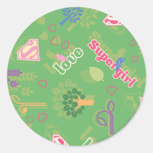 Supergirl Love Pattern Ronde Sticker