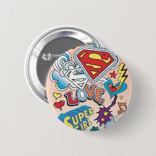 Supergirl Love Ronde Button 5,7 Cm (Voorkant /achterkant)