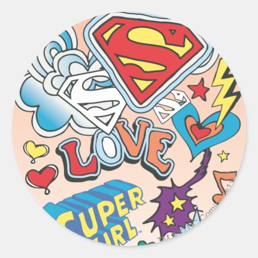 Supergirl Love Ronde Sticker (Voorkant)