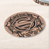 Supergirl Mandala Graphic Ronde Kartonnen Onderzetter (Gebogen)