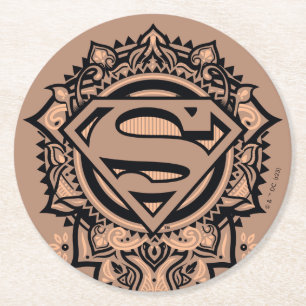 Supergirl Mandala Graphic Ronde Kartonnen Onderzetter