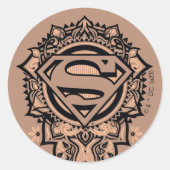Supergirl Mandala Graphic Ronde Sticker (Voorkant)