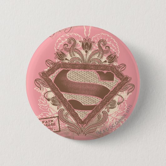 Supergirl Metropolis Ballet Roze Ronde Button 5,7 Cm (Voorkant)