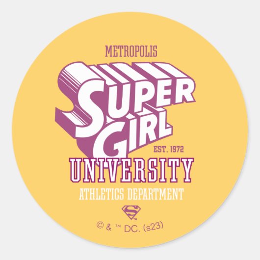 Supergirl Metropolis University Athletics Dept. Ronde Sticker (Voorkant)