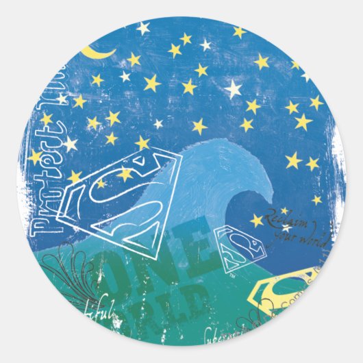 Supergirl One World Ronde Sticker (Voorkant)