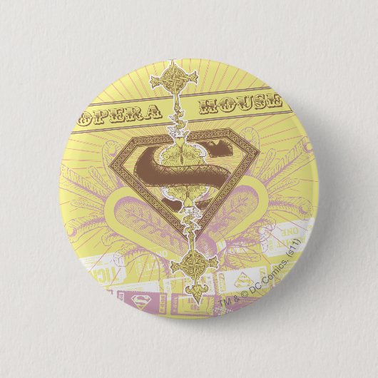 Supergirl Opera House Yellow Ronde Button 5,7 Cm (Voorkant)