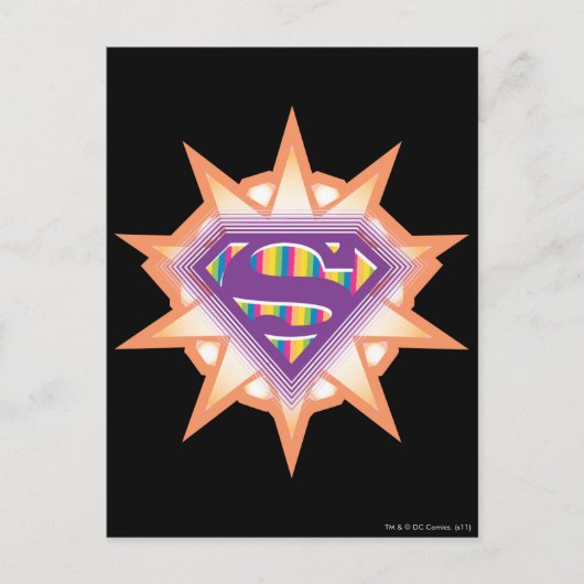 Supergirl Oranje Starburst Briefkaart (Voorkant)