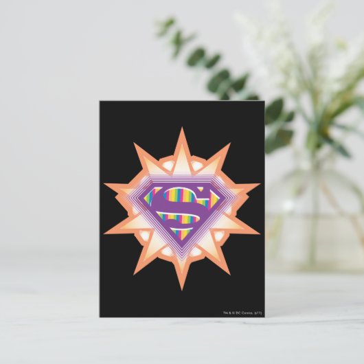 Supergirl Oranje Starburst Briefkaart (Staand voorkant)