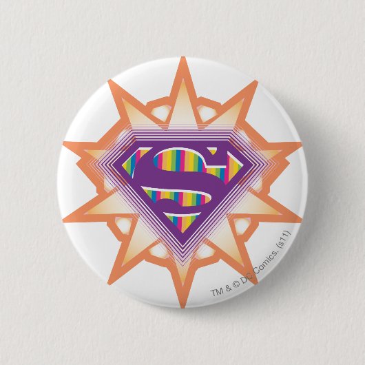 Supergirl Oranje Starburst Ronde Button 5,7 Cm (Voorkant)