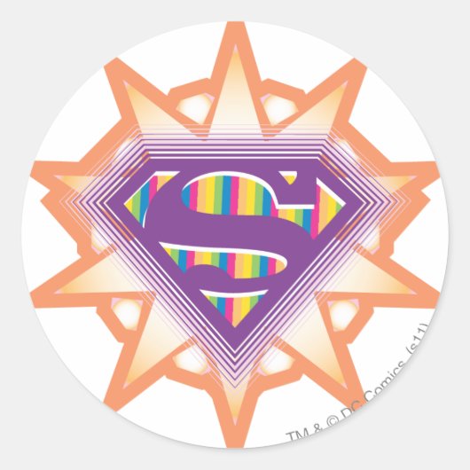 Supergirl Oranje Starburst Ronde Sticker (Voorkant)