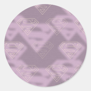 Supergirl Paarse Halftone Logo Ronde Sticker