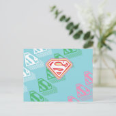 Supergirl Pastel herhaal patroon Briefkaart (Staand voorkant)