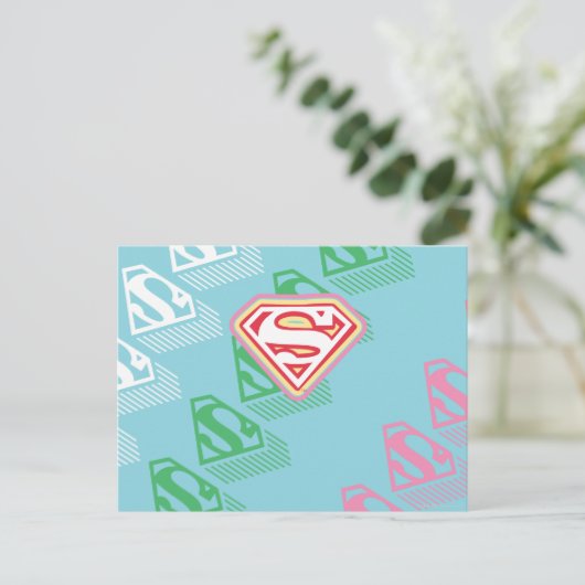 Supergirl Pastel herhaal patroon Briefkaart (Staand voorkant)