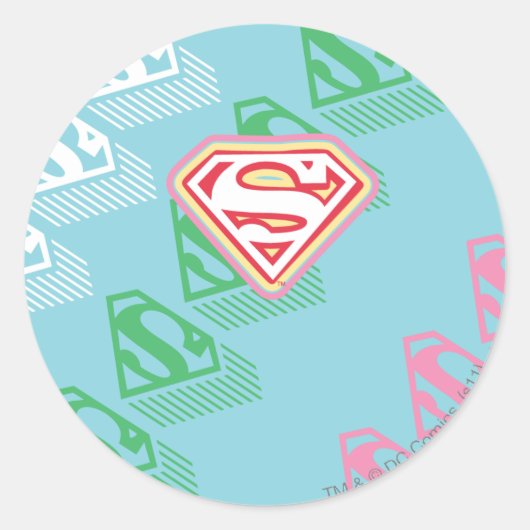 Supergirl Pastel herhaal patroon Ronde Sticker (Voorkant)