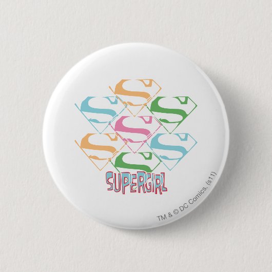 Supergirl Pastel Logo Collage Ronde Button 5,7 Cm (Voorkant)
