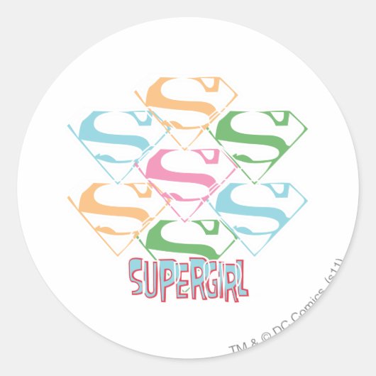 Supergirl Pastel Logo Collage Ronde Sticker (Voorkant)