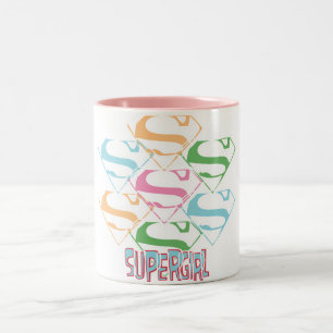 Supergirl Pastel Logo Collage Tweekleurige Koffiemok
