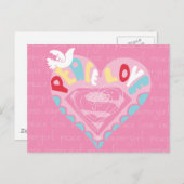 Supergirl Peace and Love Pink Briefkaart (Voorkant / Achterkant)