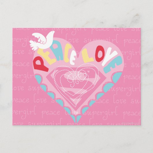Supergirl Peace and Love Pink Briefkaart (Voorkant)