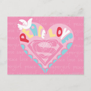 Supergirl Peace and Love Pink Briefkaart