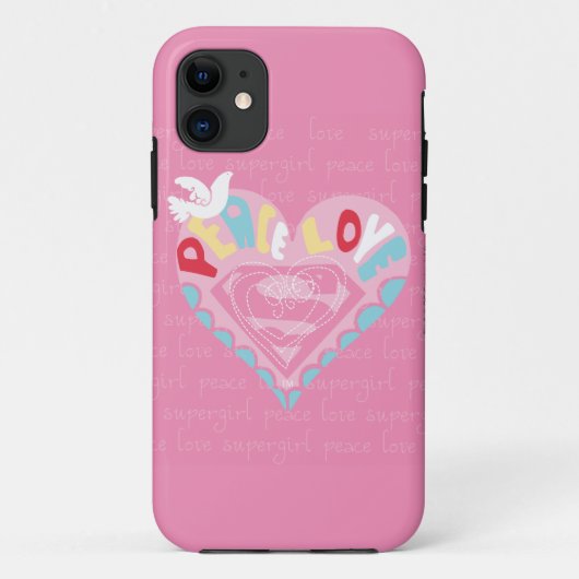 Supergirl Peace and Love Pink Case-Mate iPhone Case (Achterkant)