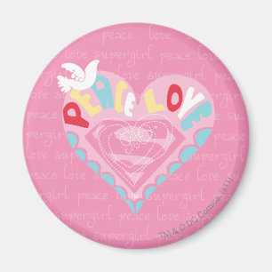Supergirl Peace and Love Pink Magneet