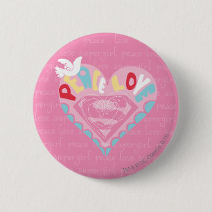 Supergirl Peace and Love Pink Ronde Button 5,7 Cm