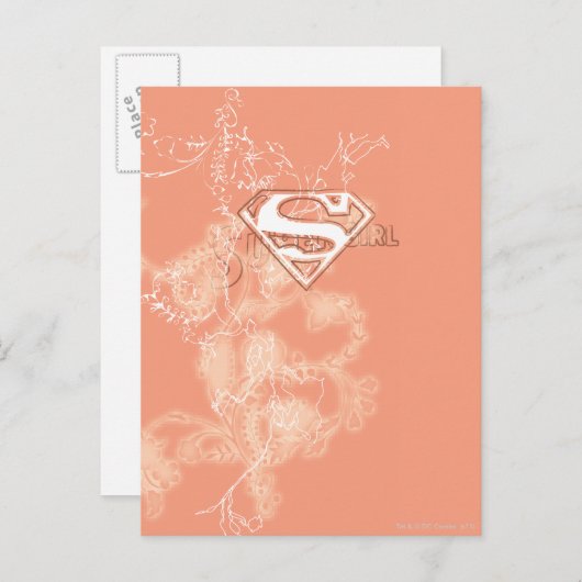 Supergirl Peach Floral Pattern Briefkaart (Voorkant / Achterkant)