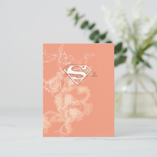 Supergirl Peach Floral Pattern Briefkaart (Staand voorkant)