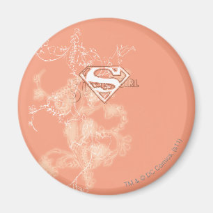 Supergirl Peach Floral Pattern Magneet