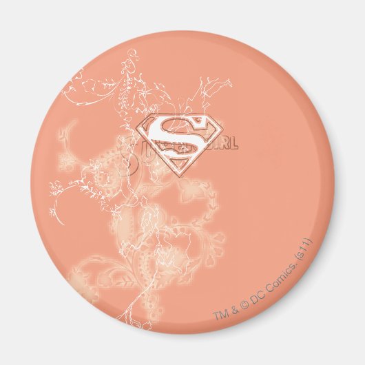 Supergirl Peach Floral Pattern Magneet (Voorkant)