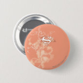 Supergirl Peach Floral Pattern Ronde Button 5,7 Cm (Voorkant /achterkant)
