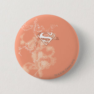 Supergirl Peach Floral Pattern Ronde Button 5,7 Cm