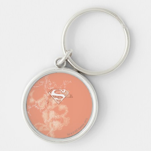 Supergirl Peach Floral Pattern Sleutelhanger (Voorkant)
