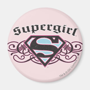 Supergirl Pin Strips Black en Pink Magneet