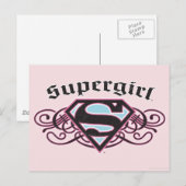 Supergirl Pin Strips Black en Roze Briefkaart (Voorkant / Achterkant)