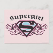 Supergirl Pin Strips Black en Roze Briefkaart (Voorkant)