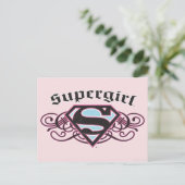 Supergirl Pin Strips Black en Roze Briefkaart (Staand voorkant)