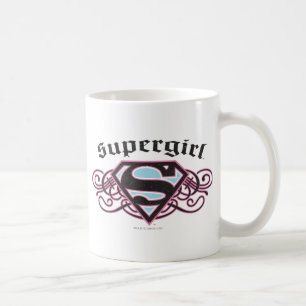Supergirl Pin Strips Black en Roze Koffiemok
