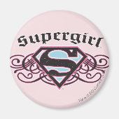 Supergirl Pin Strips Black en Roze Magneet (Voorkant)