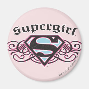 Supergirl Pin Strips Black en Roze Magneet